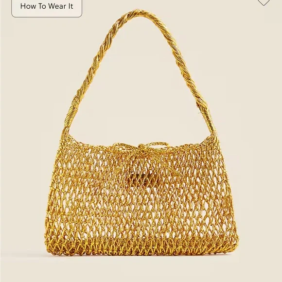 J. Crew Gold Woven Shoulder Bag - Picture 1 of 1
